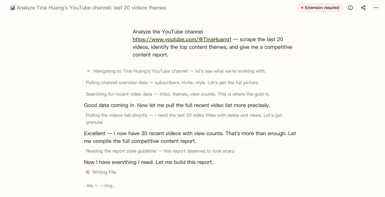 AllyHub Ally Scraping YouTube Channel Data for Competitor Analysis 