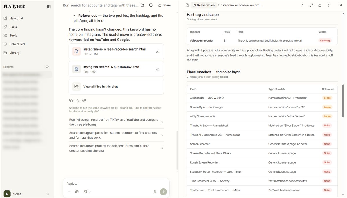 Analyze Instagram Account and Tags with AllyHub