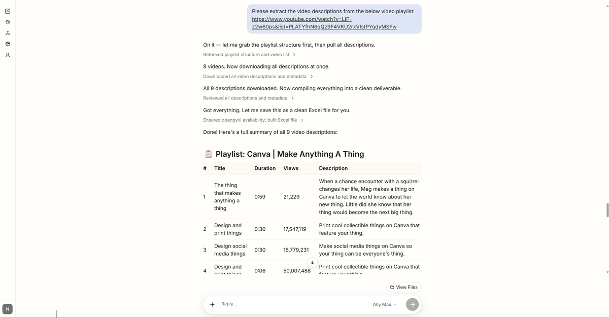 Extract YouTube Video Description with AllyHub