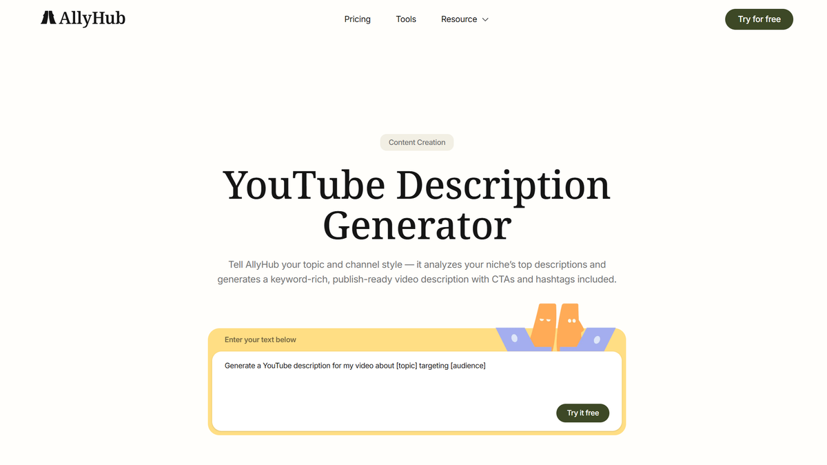 AllyHub Youtube Description Generator