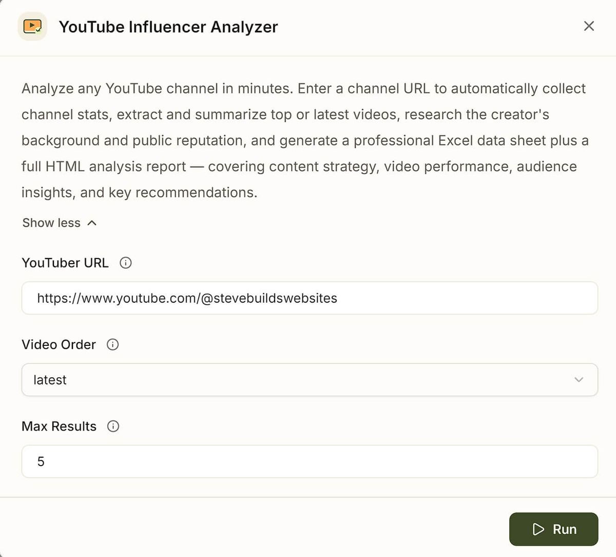 AllyHub YouTube Influencer Analyzer