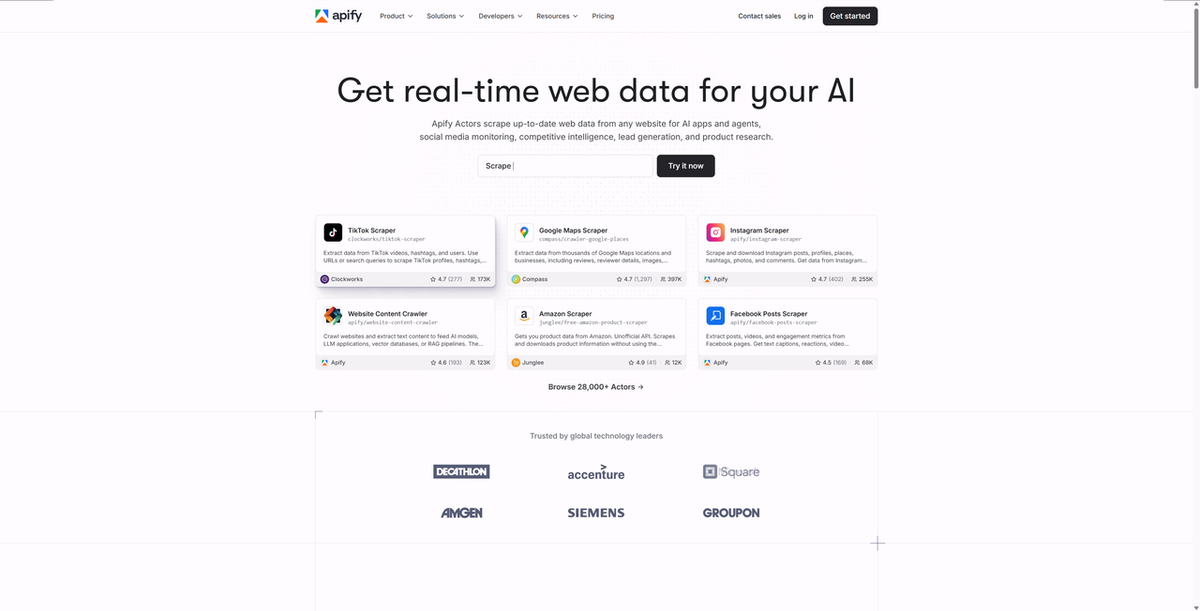 Apify — Best for Developers and Full Data Coverage
