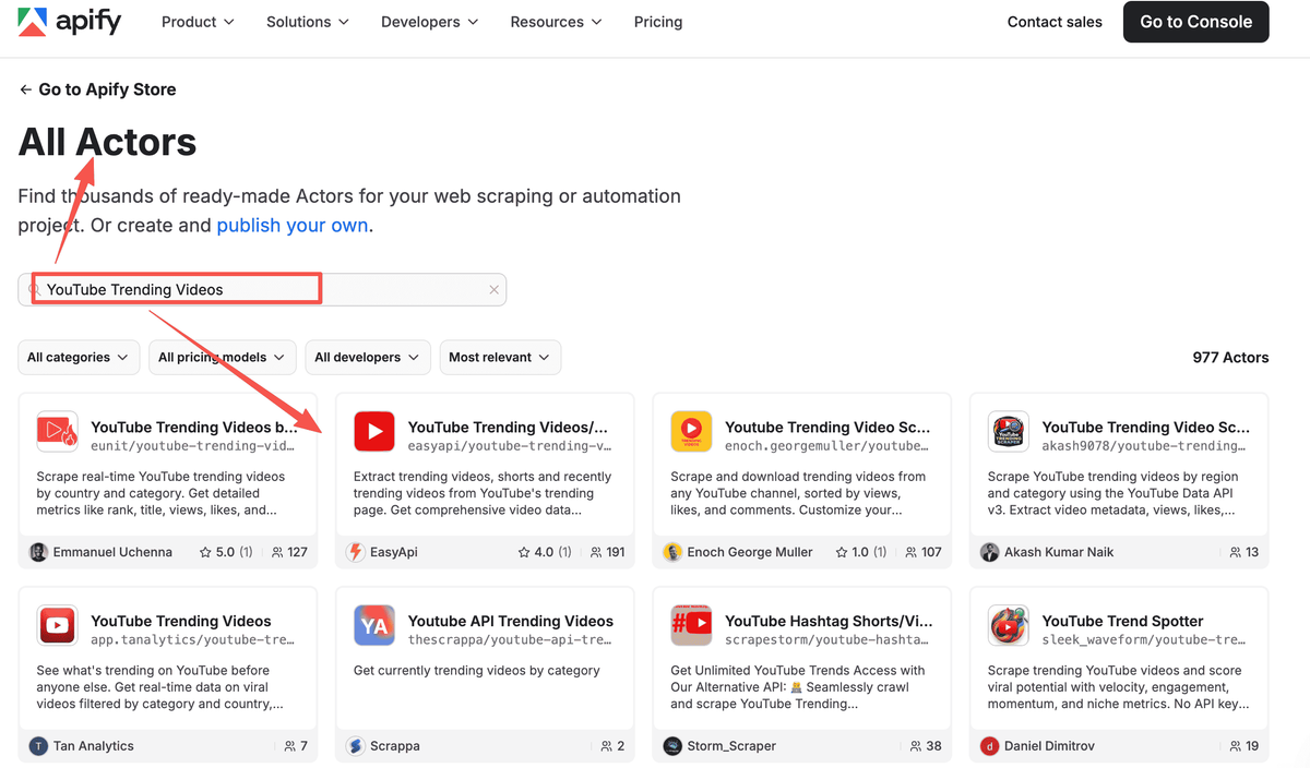 Apify YouTube Trending Scraper 