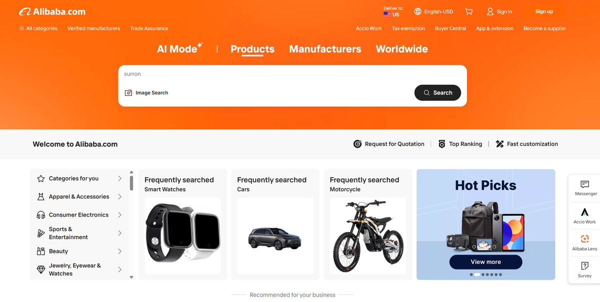 Alibaba — Best for International Bulk Sourcing & Private Label