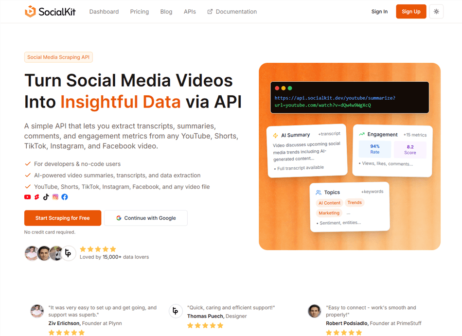 YouTube Transcript Extractor - SocialKit
