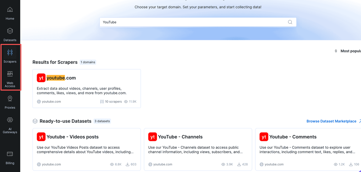 Bright Data YouTube Scraper API