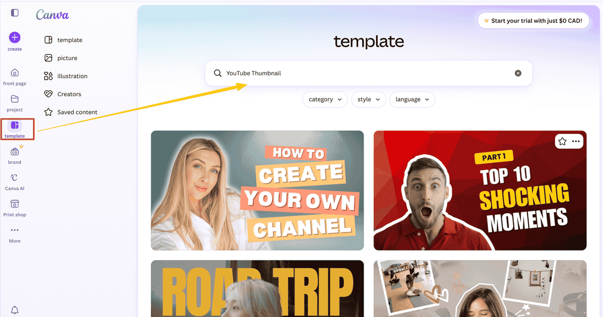 Canva for YouTube Thumbnails
