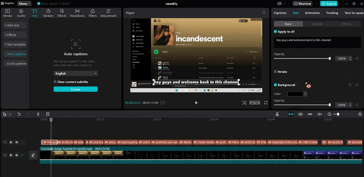 Caption Your Video in CapCut