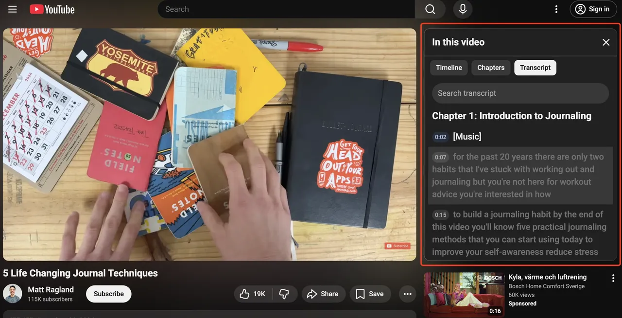 Copy YouTube Transcript Text Manually Without Download Button 