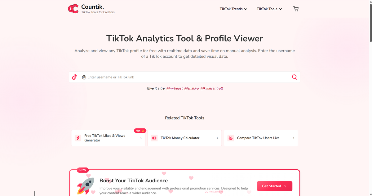 Countik TikTok Analytics Tool