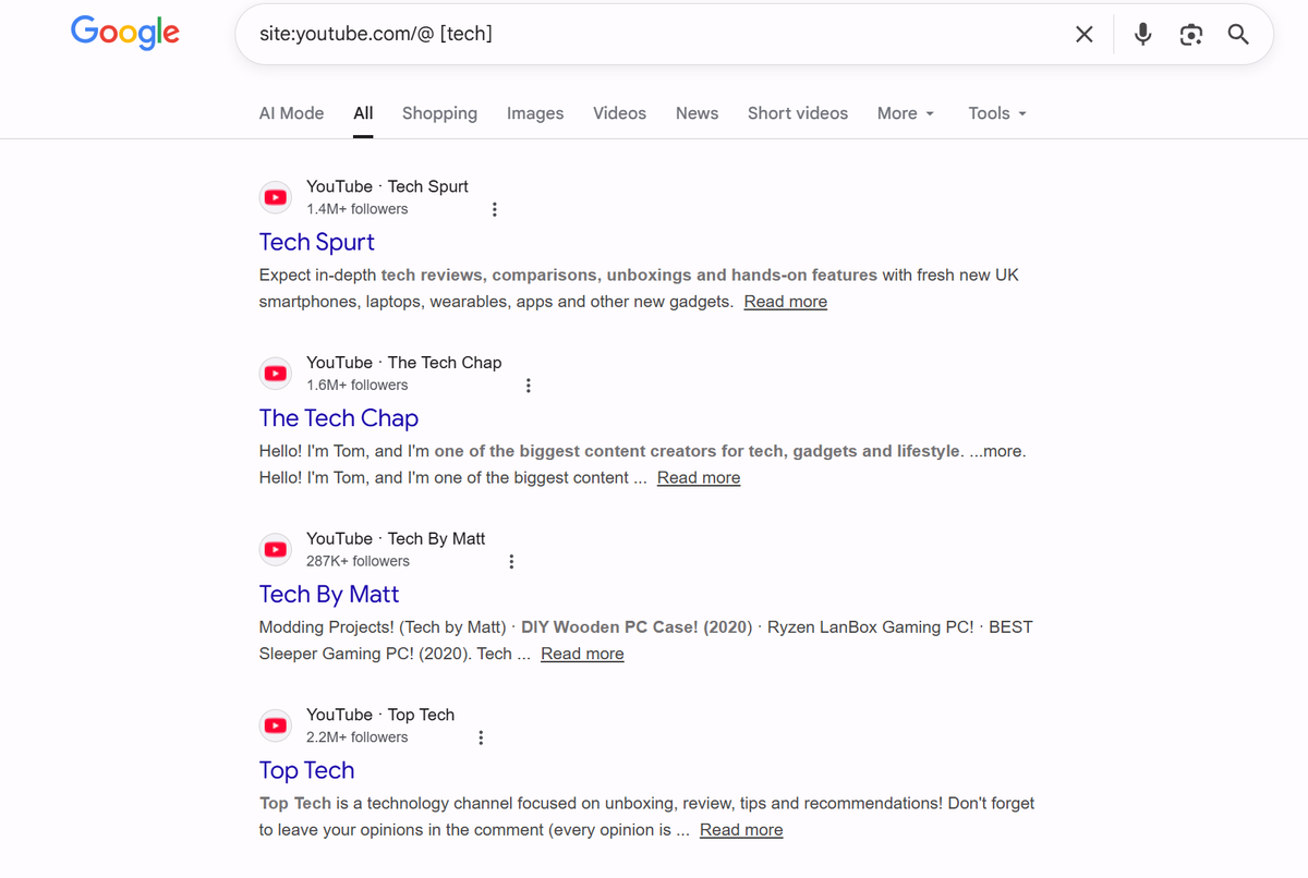 example for search on the Google