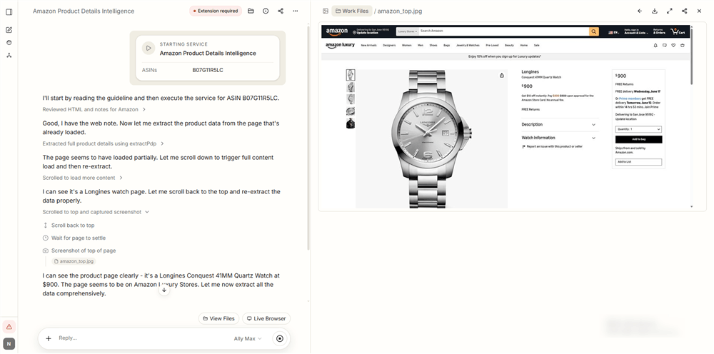 Amazon keyword extraction via AllyHub