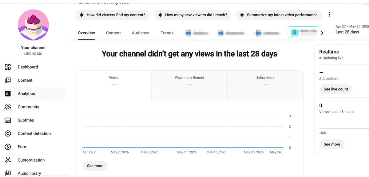 Mine YouTube Studio's Research Tab