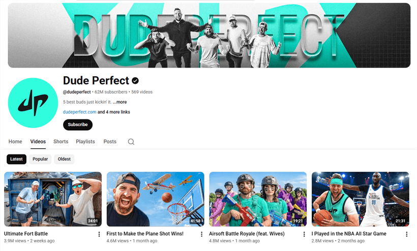 Most Popular YouTube Channels - Dude Perfect