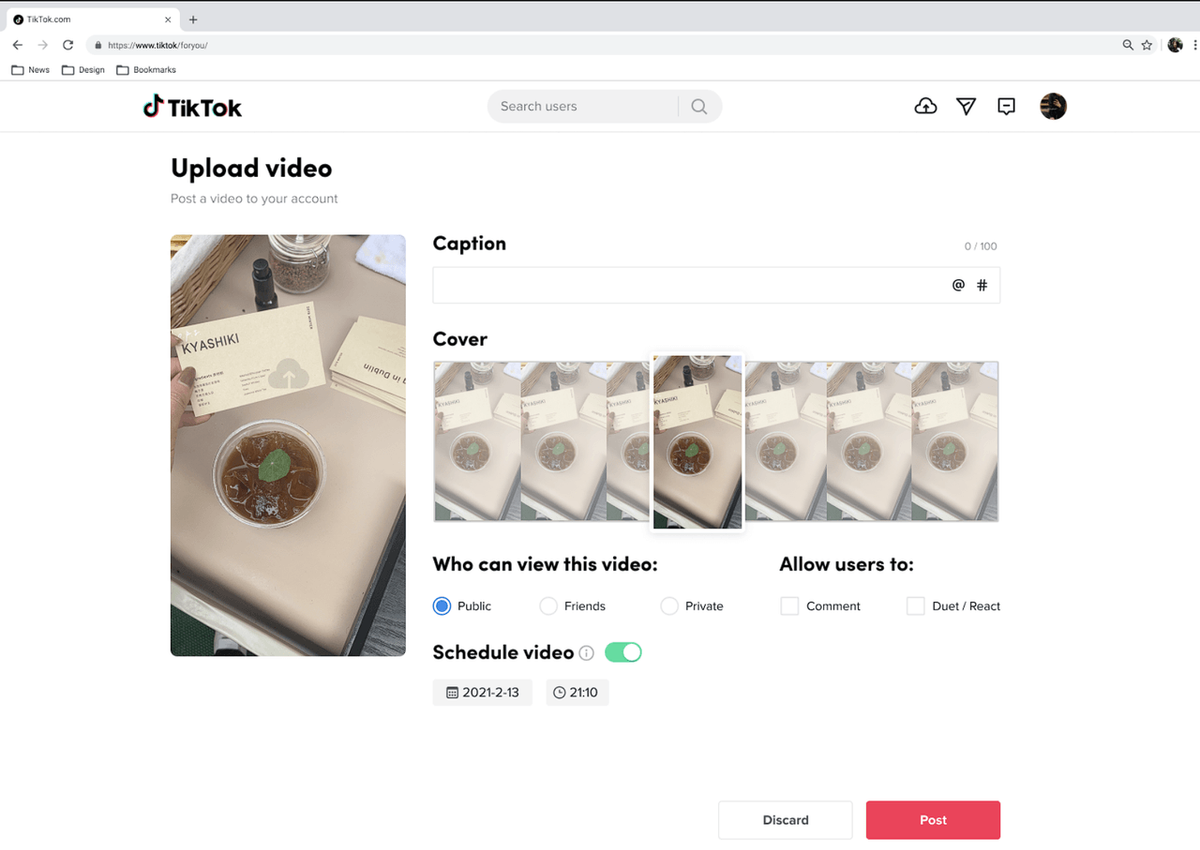 Schedule TikTok Posts on Desktop