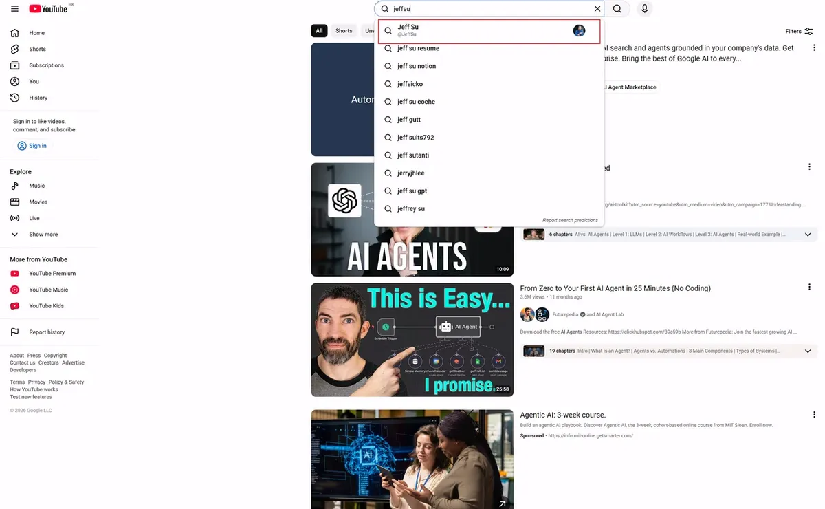 Search directly on YouTube