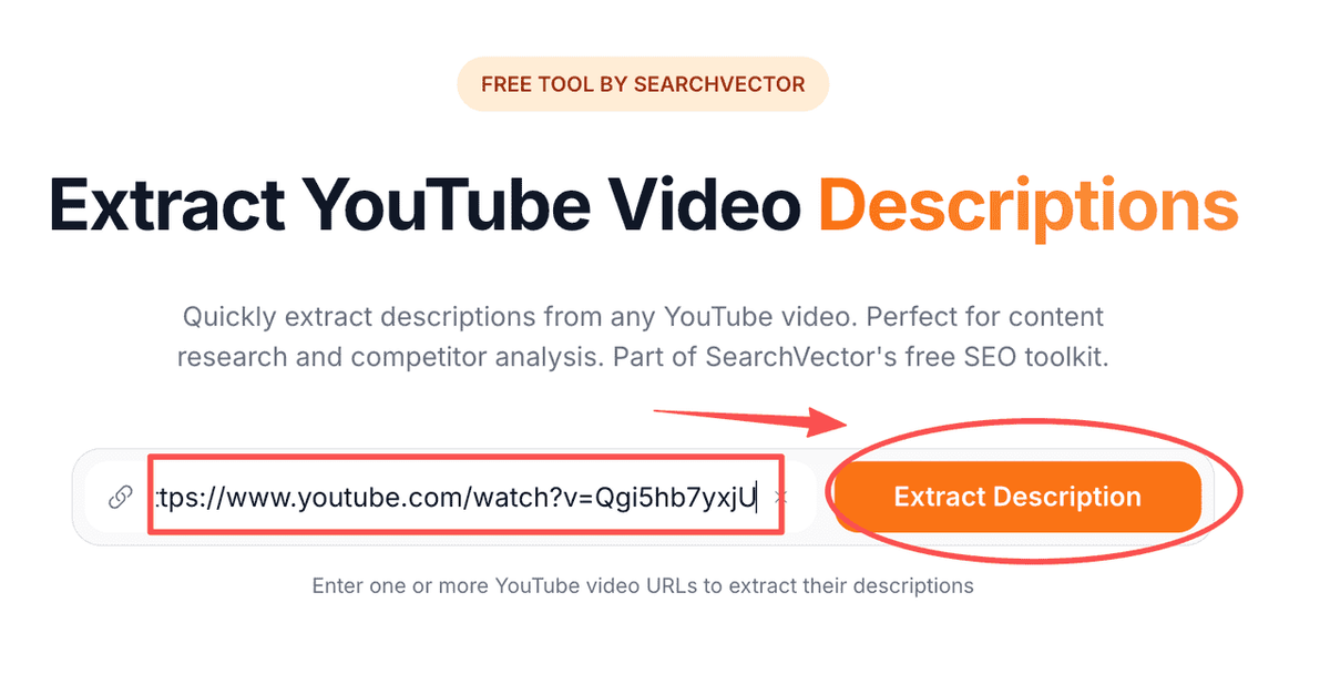 SearchVector YouTube Description Extractor