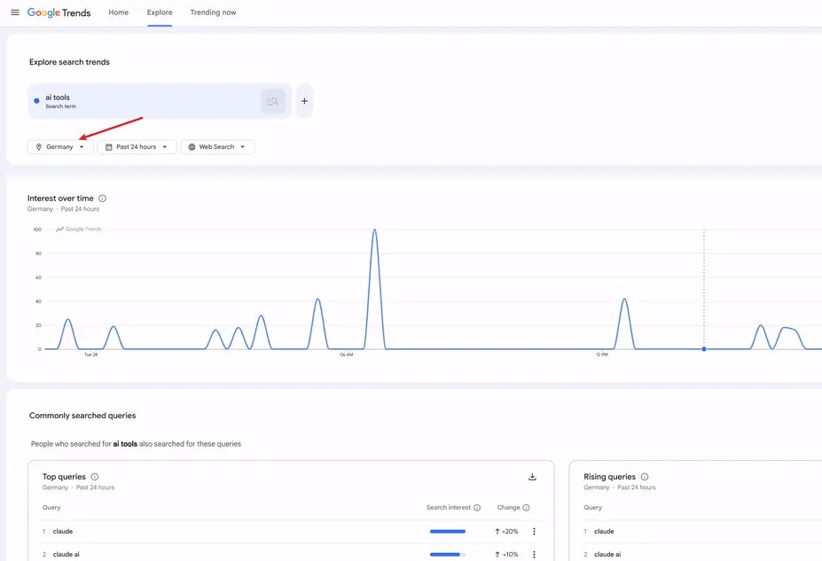  see trends on YouTube by country via Google Trends