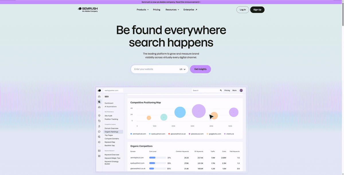 Semrush — Best for Agencies & Multi-Channel SEO 