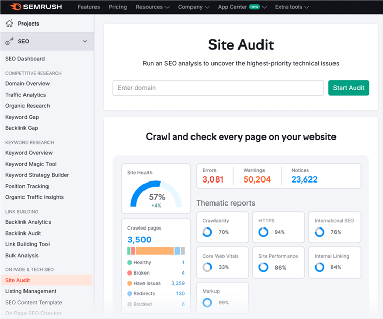 Semrush Site Audit