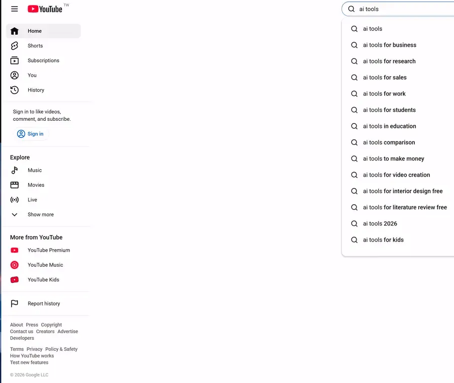 use YouTube Search Autocomplete