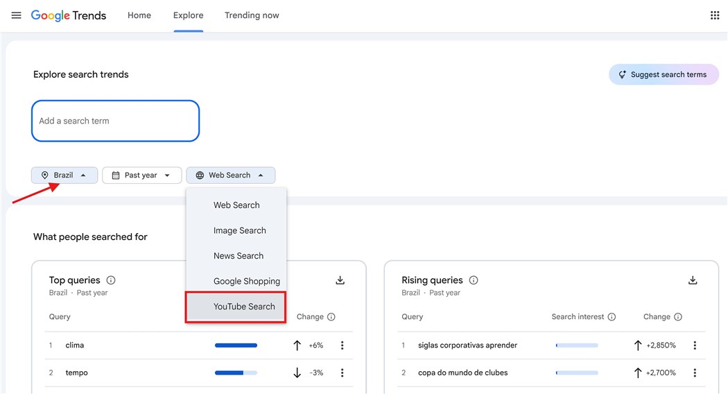 Use Google Trends for YouTube Regional Data
