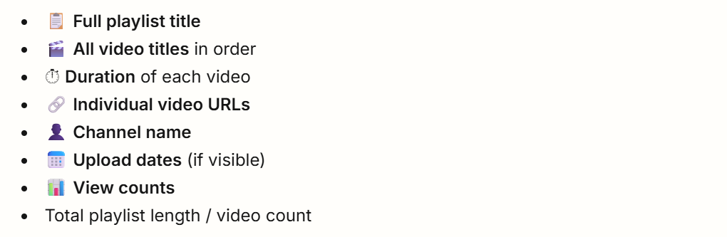 What Can AllyHub Extract from a YouTube Playlist