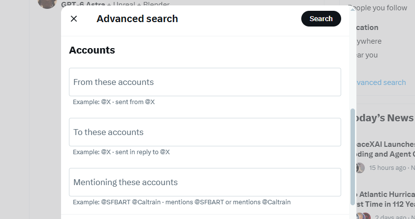 Accounts and mentions