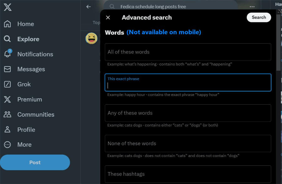 X Advanced Search