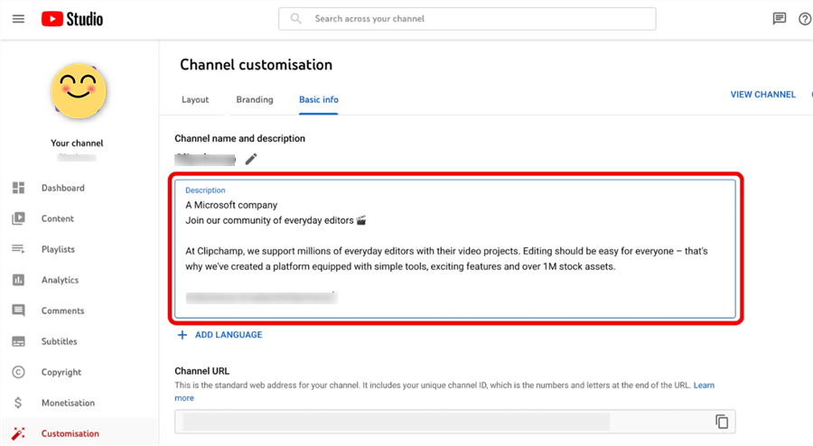 Write the YouTube Channel Description