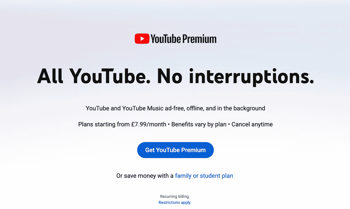 YouTube Premium App Caching